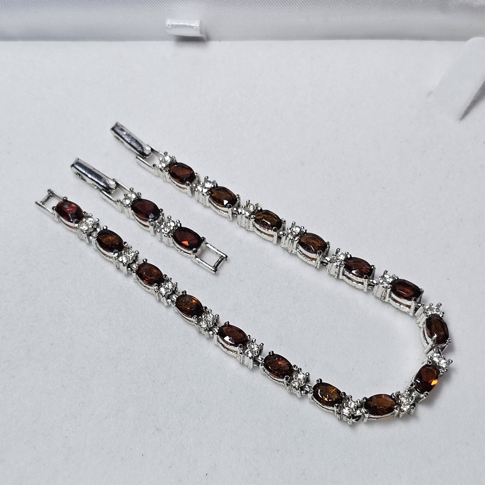 Avon Silver and Amber Rhinestone Bracelet